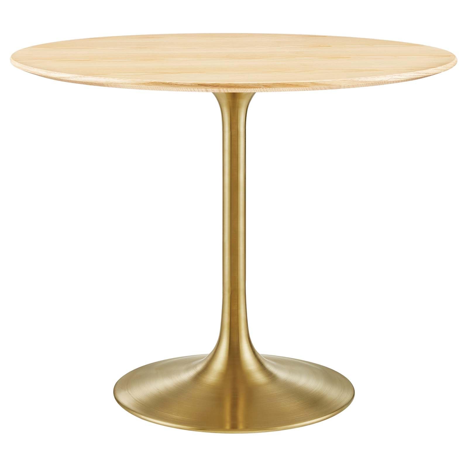 Modway Lippa Dining Table, 36", Gold Natural